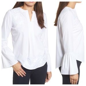 Caslon Floral Embroidered Bell Sleeve Top